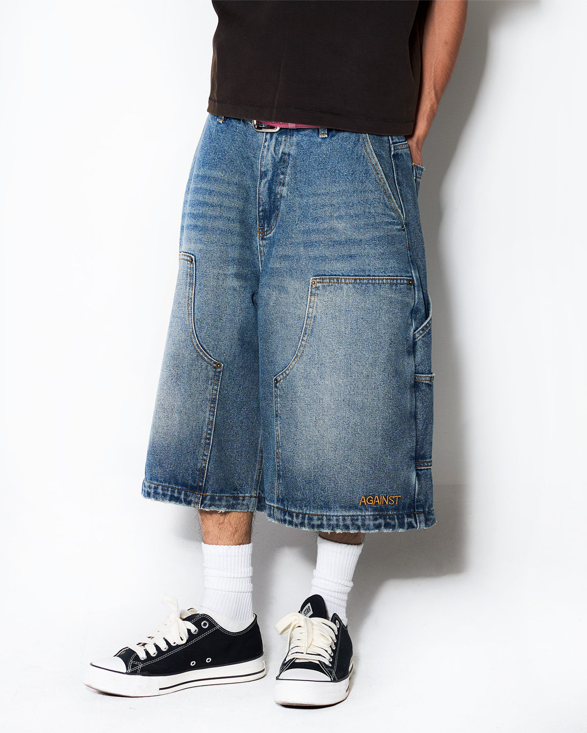 DOUBLE KNEE MONEY SHORTS DENIM BLUE