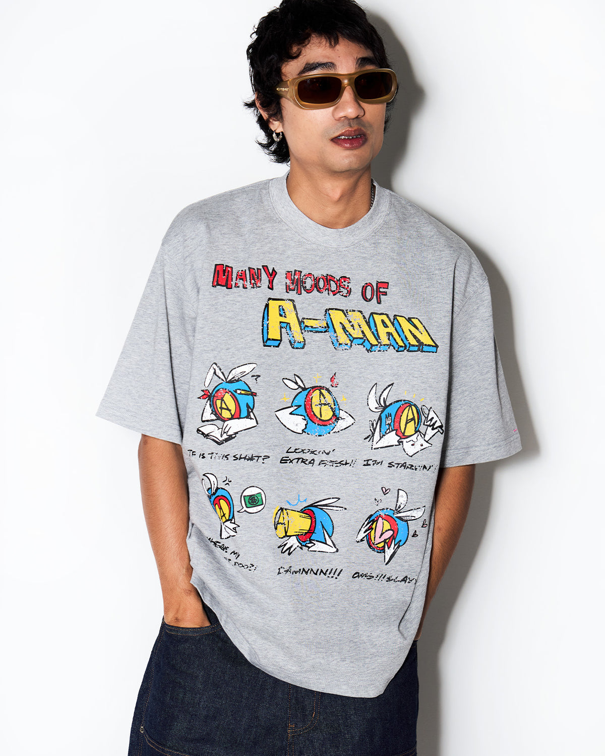 A-MAN MOOD TEE HEATHER GREY