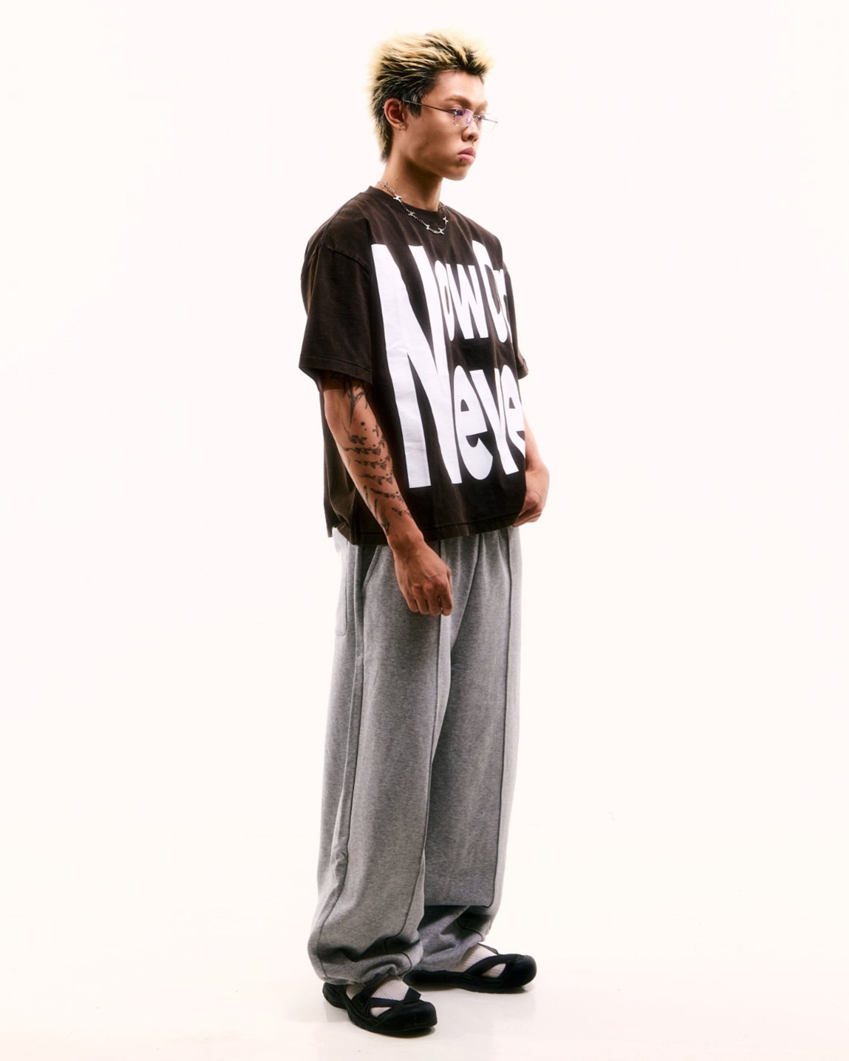 NOW OR NEVER TEE WASHED BROWN