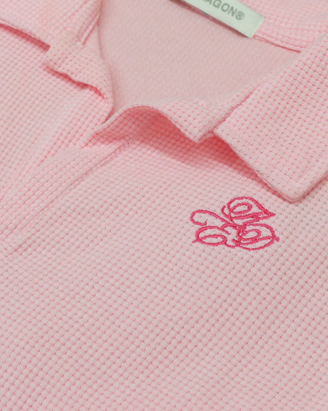 LADIES WAFFLE CROP POLO