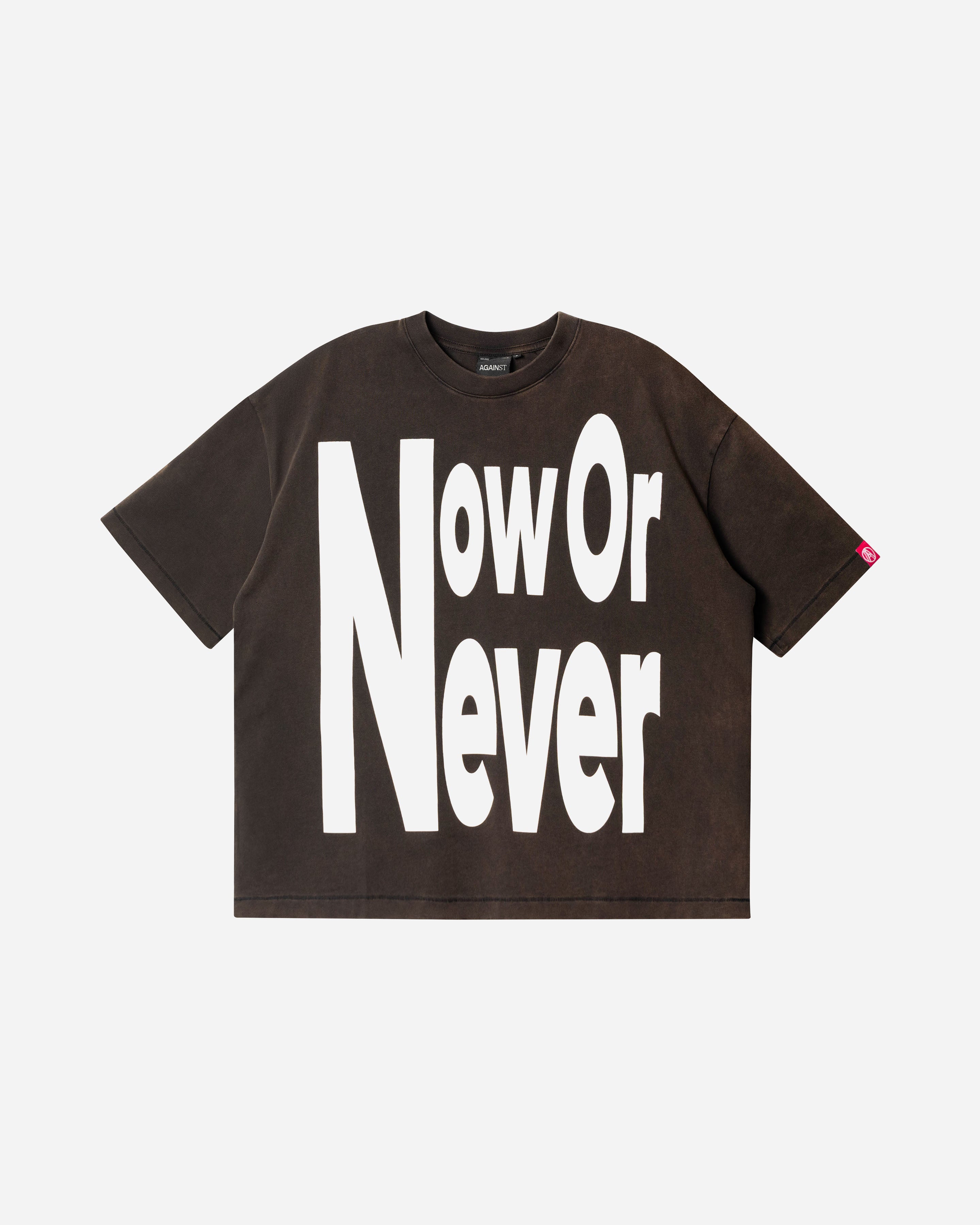 NOW OR NEVER TEE WASHED BROWN