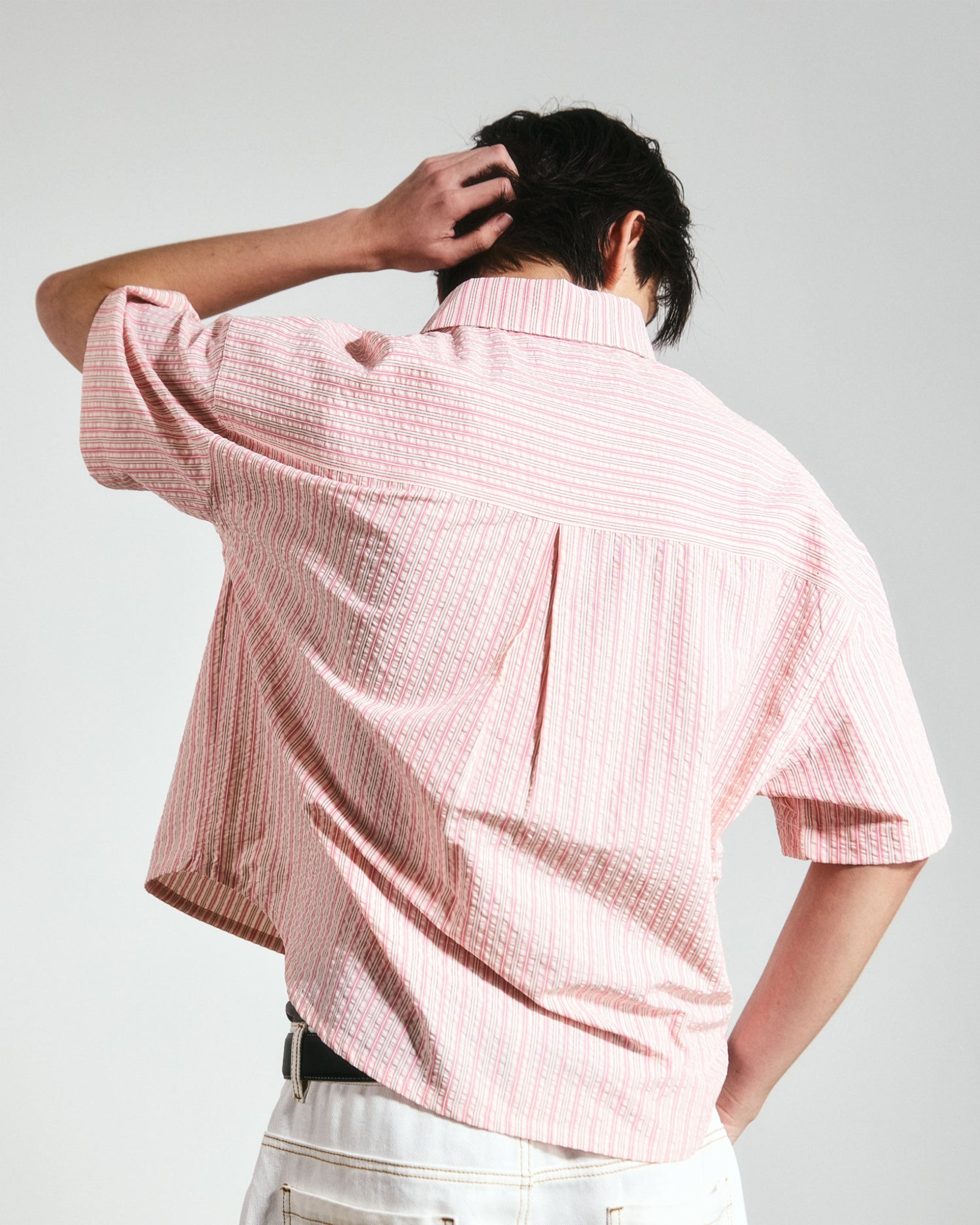 SEERSUCKER STRIPE CHAPO SHIRT PINK