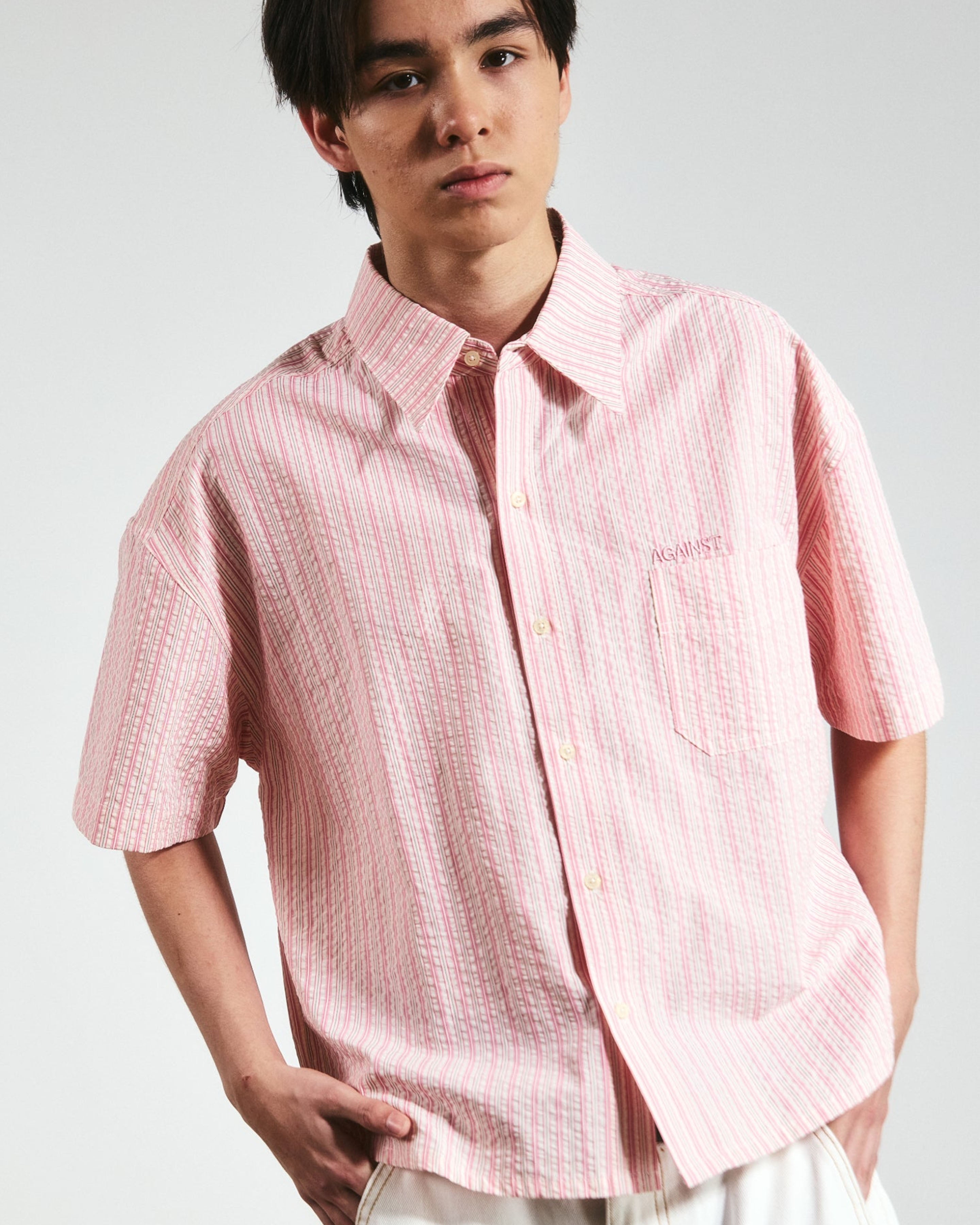 SEERSUCKER STRIPE CHAPO SHIRT PINK