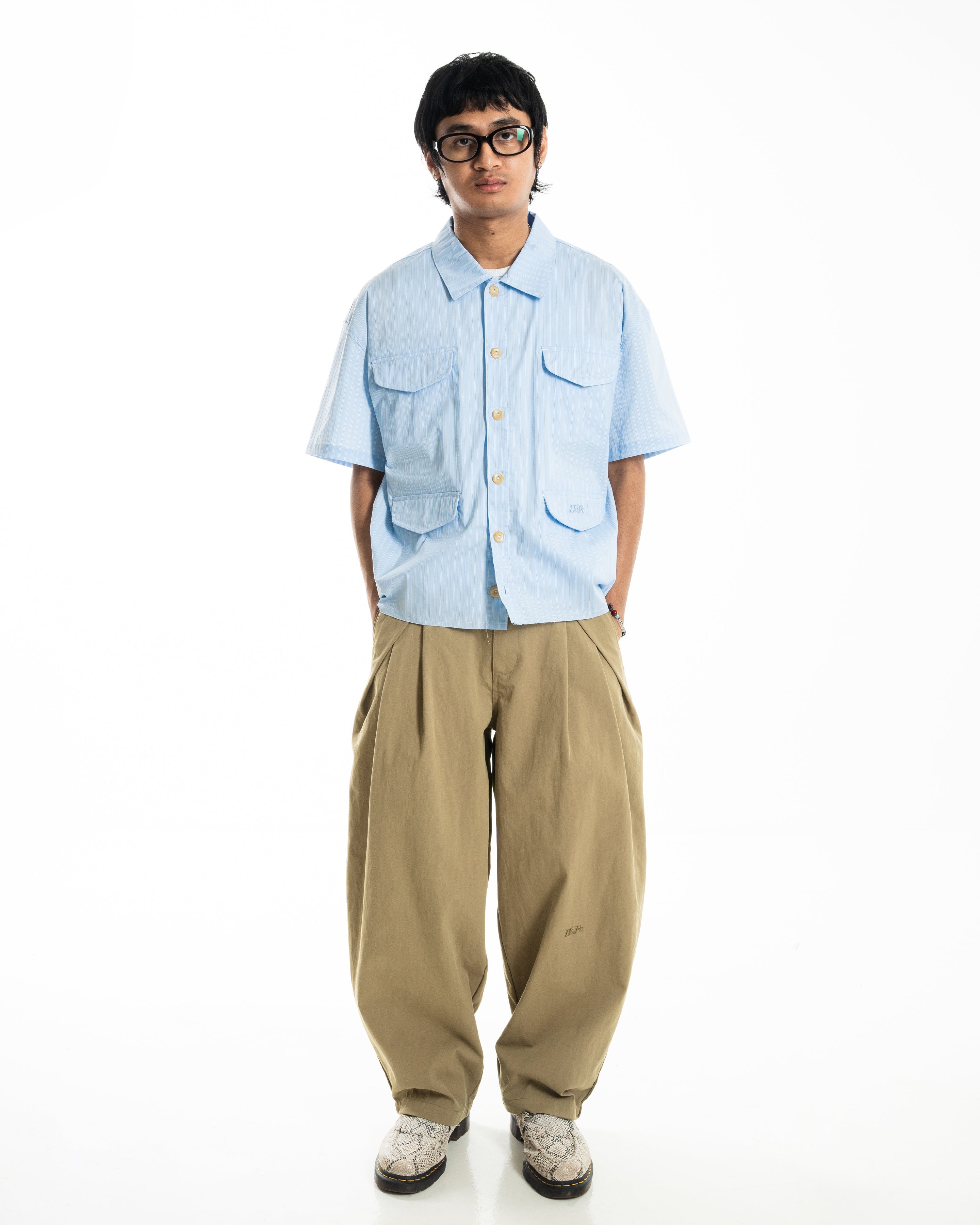 RAW HEM PRODUCTION SHIRT BABY BLUE