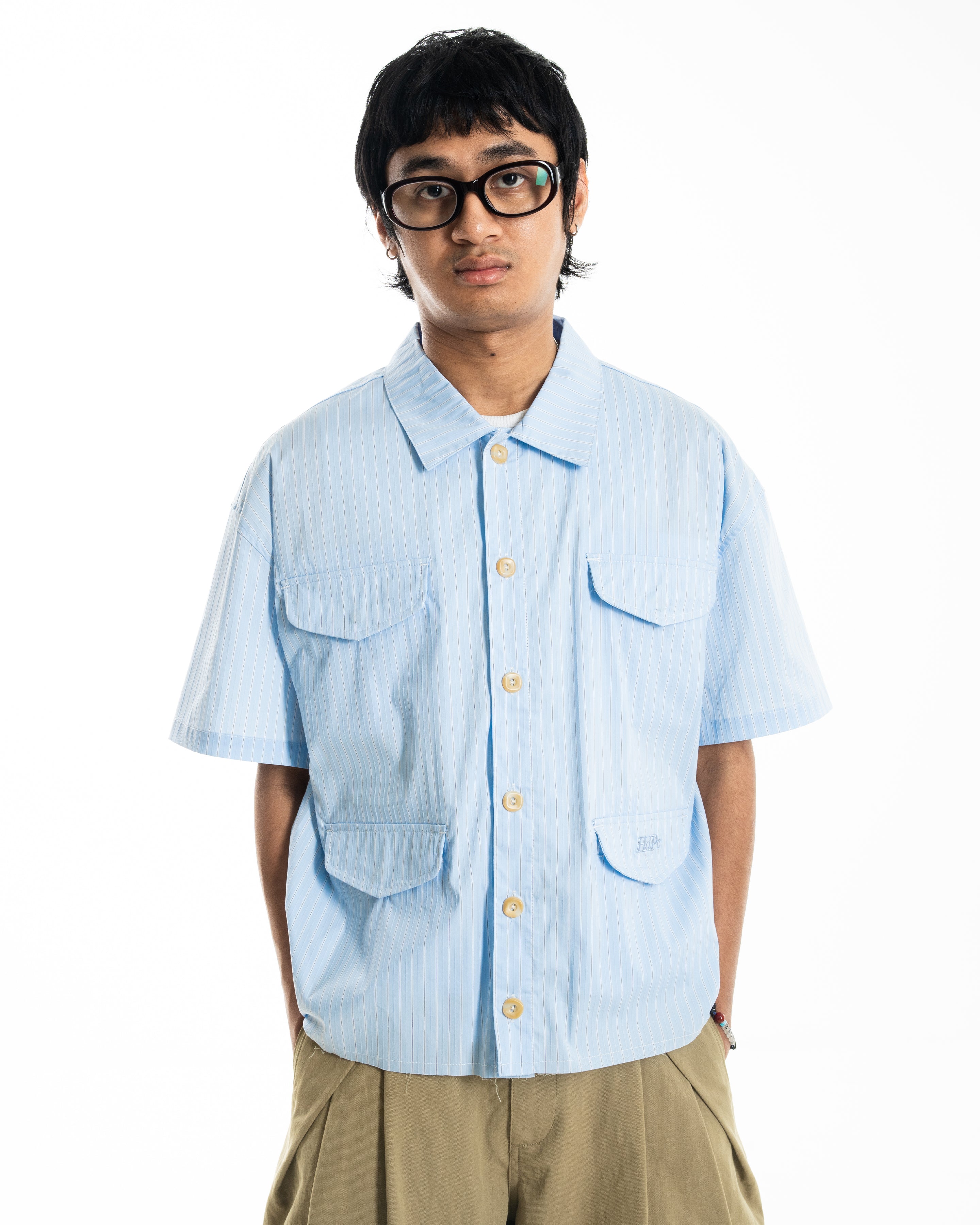 RAW HEM PRODUCTION SHIRT BABY BLUE