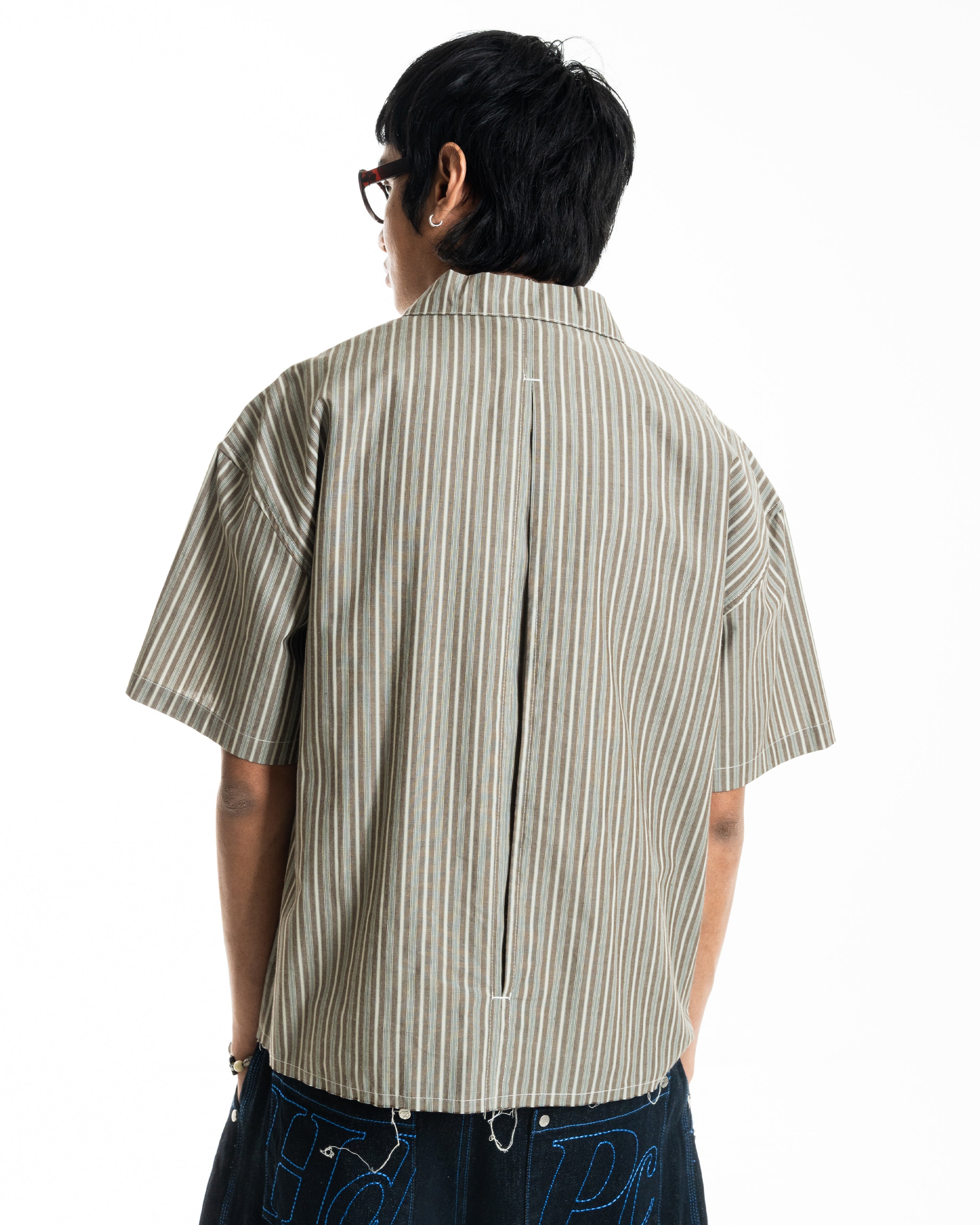 RAW HEM PRODUCTION SHIRT BROWN