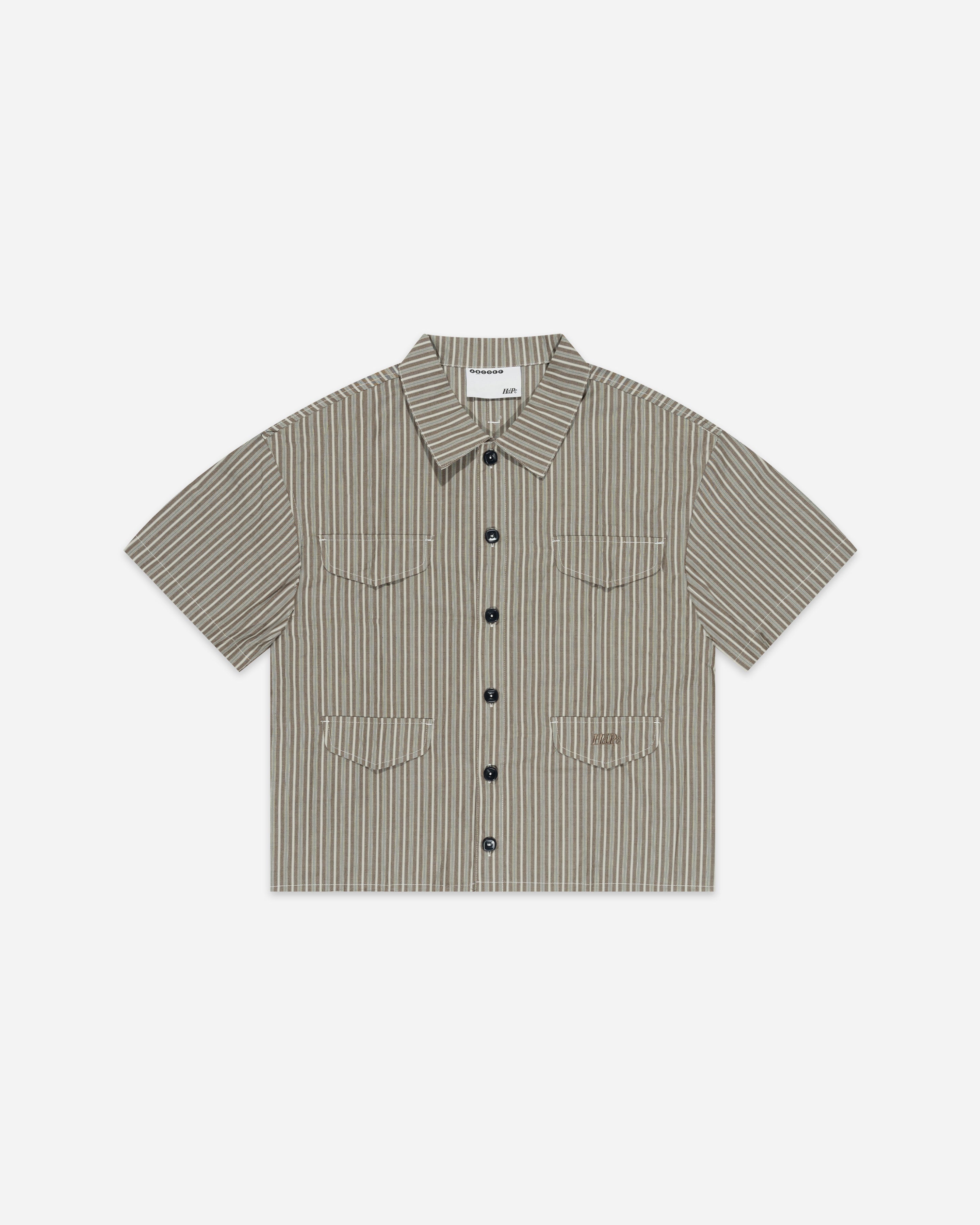 RAW HEM PRODUCTION SHIRT BROWN