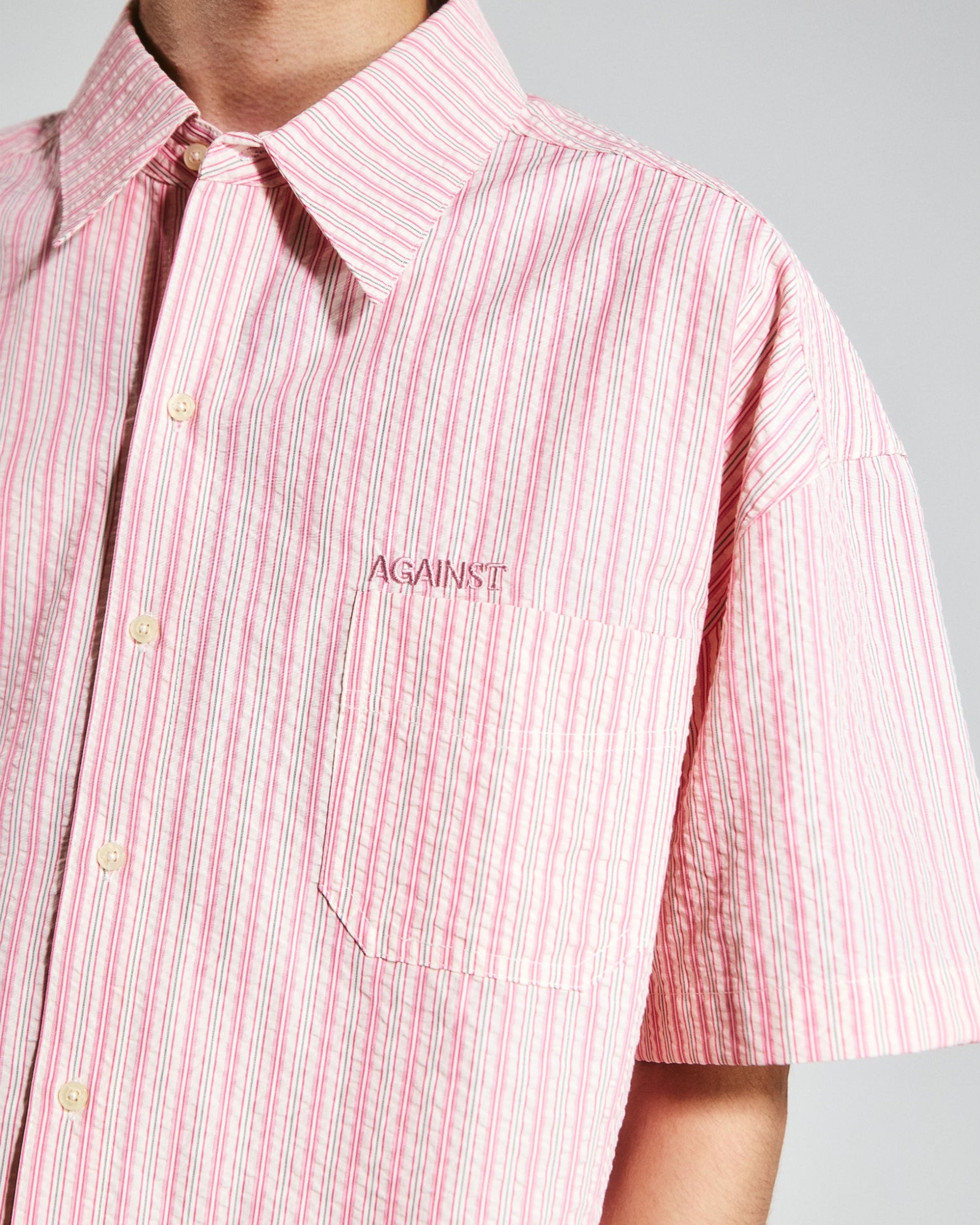 SEERSUCKER STRIPE CHAPO SHIRT PINK