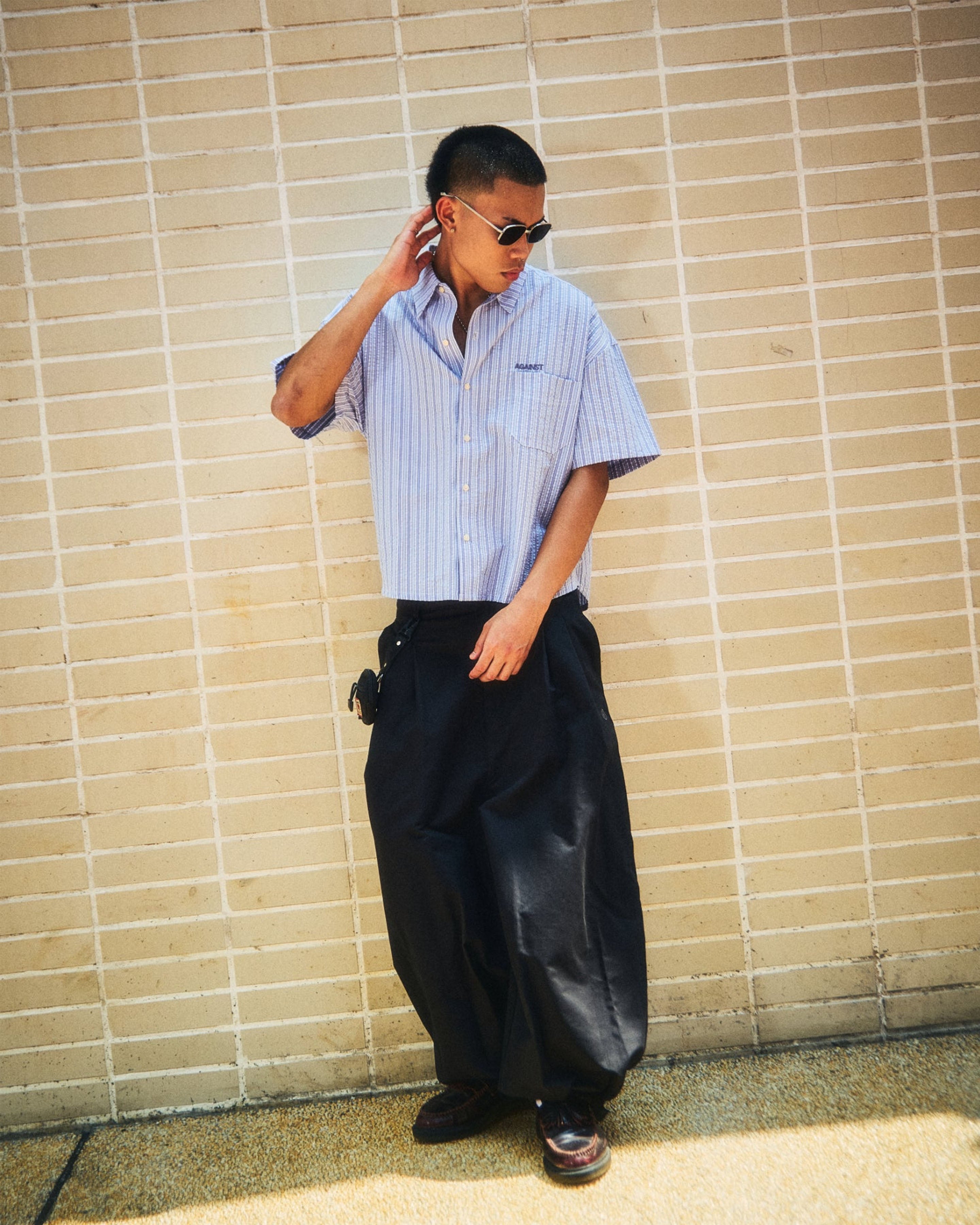 SEERSUCKER STRIPE CHAPO SHIRT BLUE