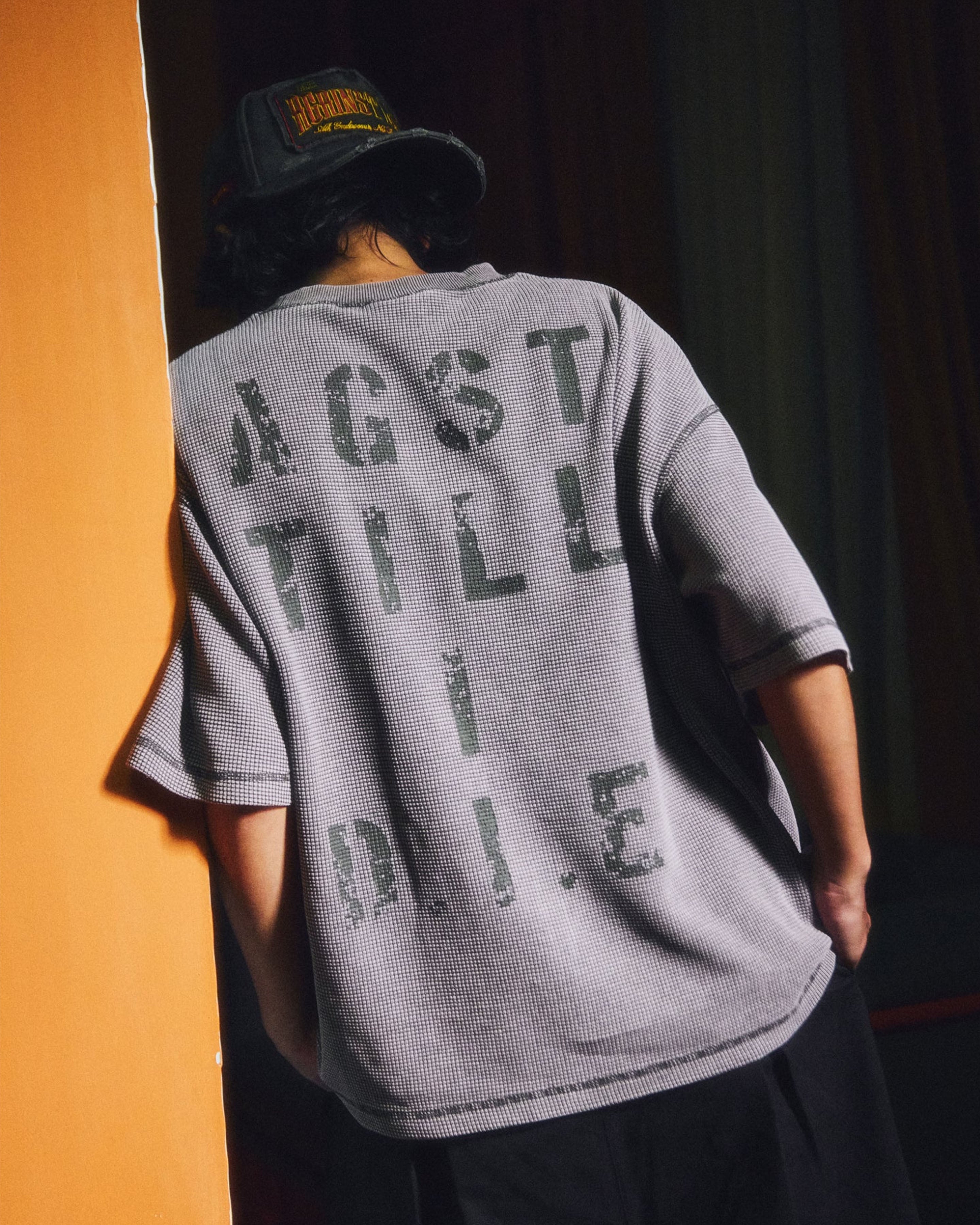 WAFFLE A.F. BOXY TEE WASHED GREY