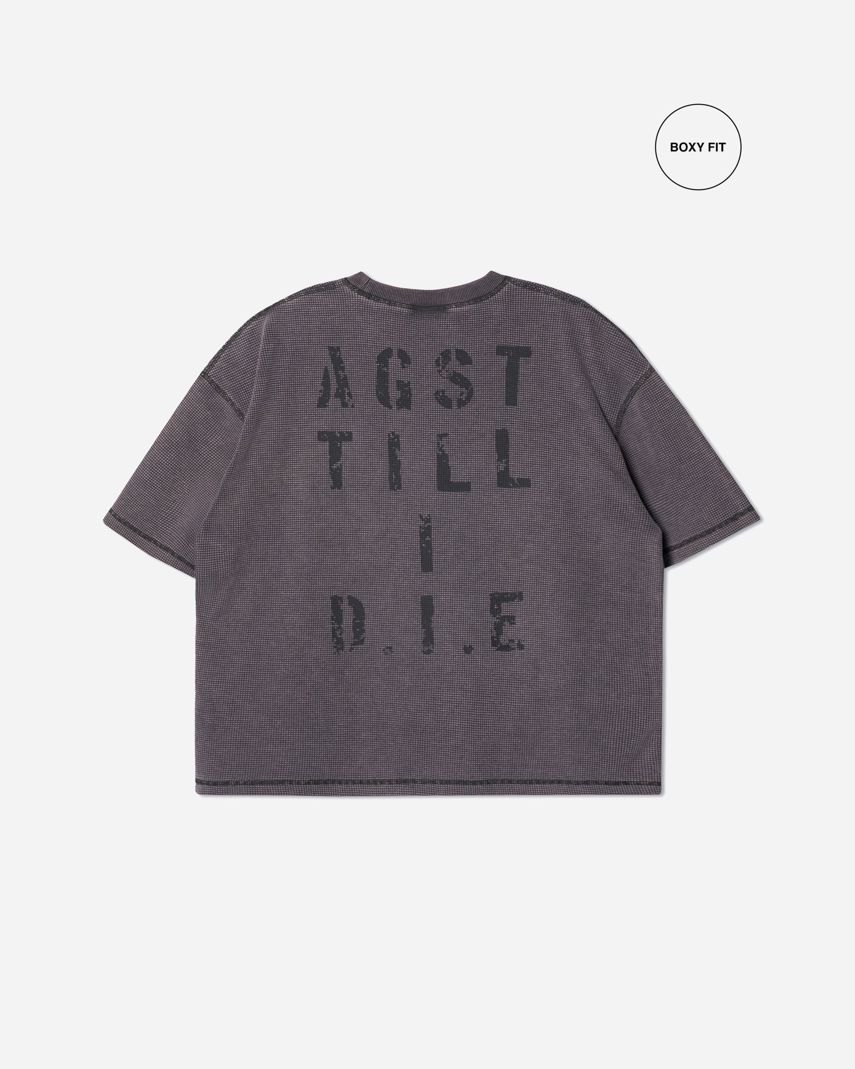 WAFFLE A.F. BOXY TEE WASHED GREY