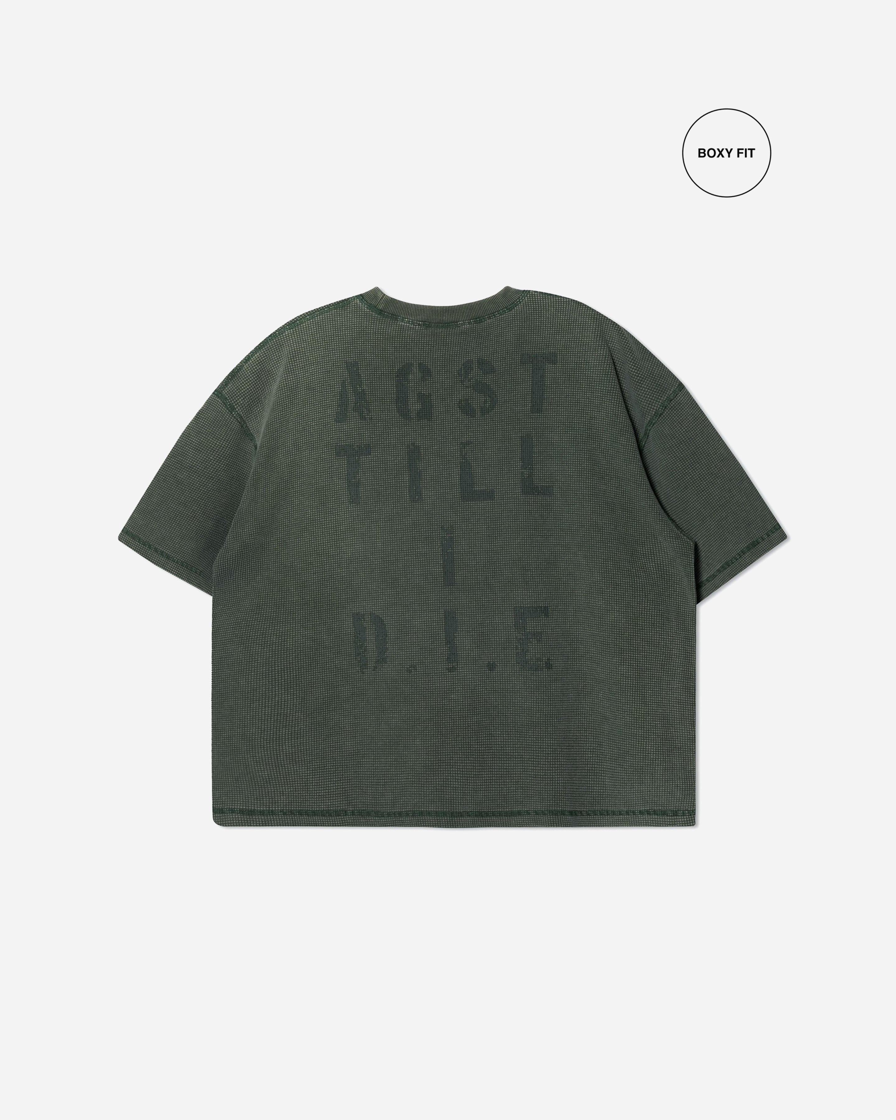 WAFFLE A.F. BOXY TEE WASHED GREEN