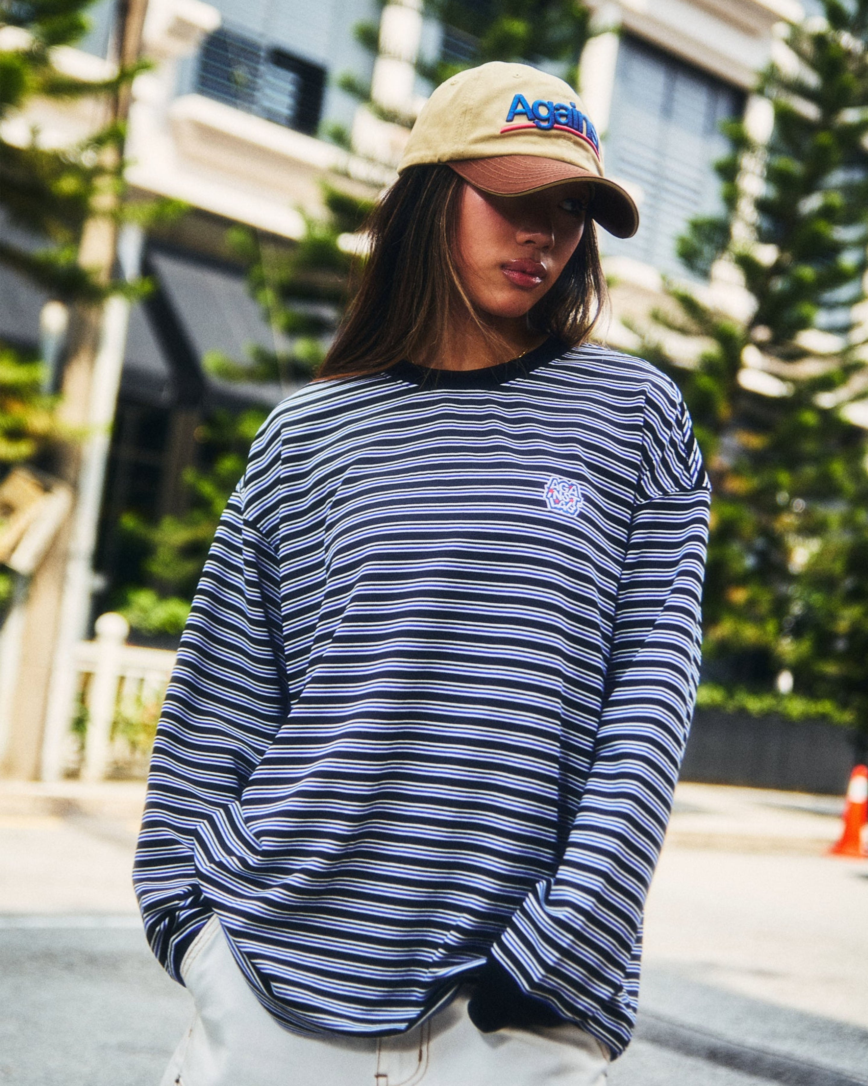 STRIPE LOUNGE TEE BLUE
