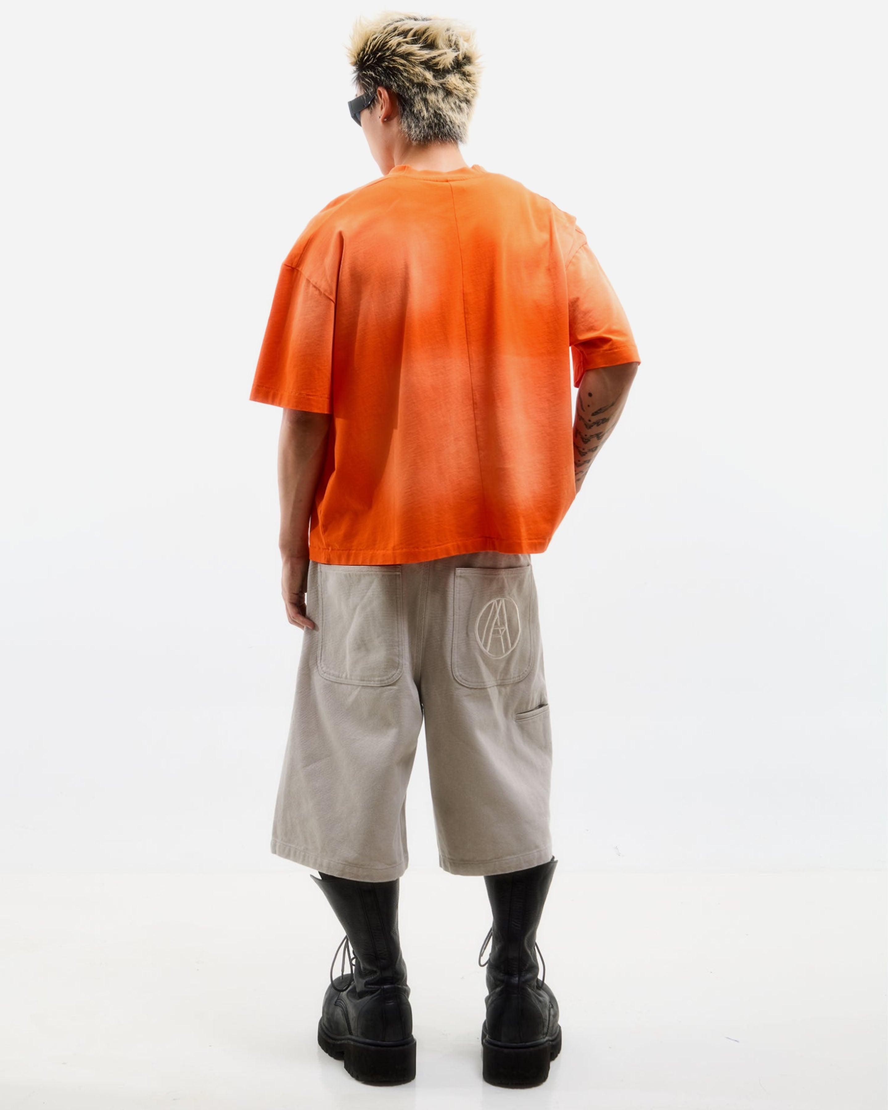 SINGLE STITCH WASHED CROPPED TEE ORANGE