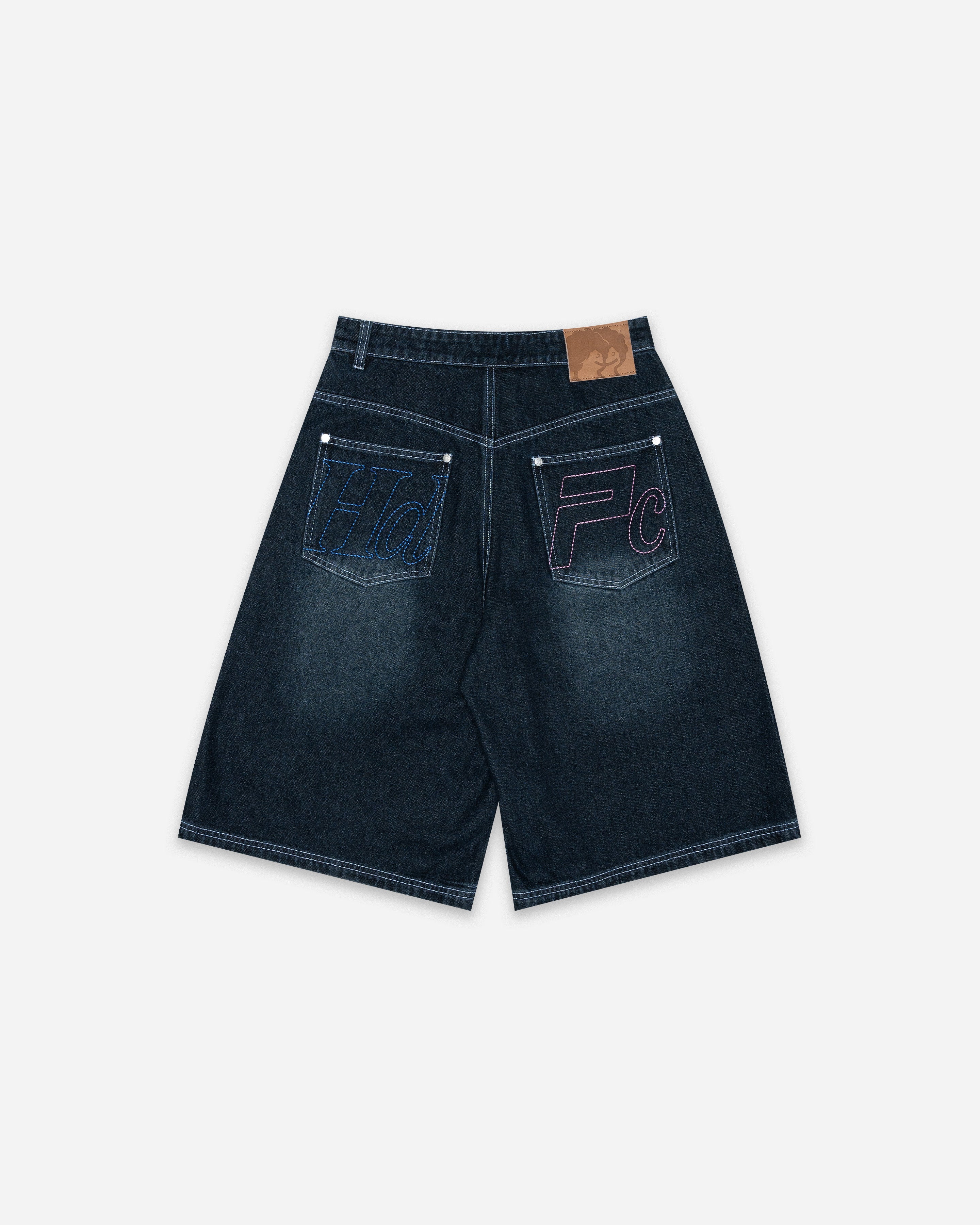 WASHED DENIM JORTS